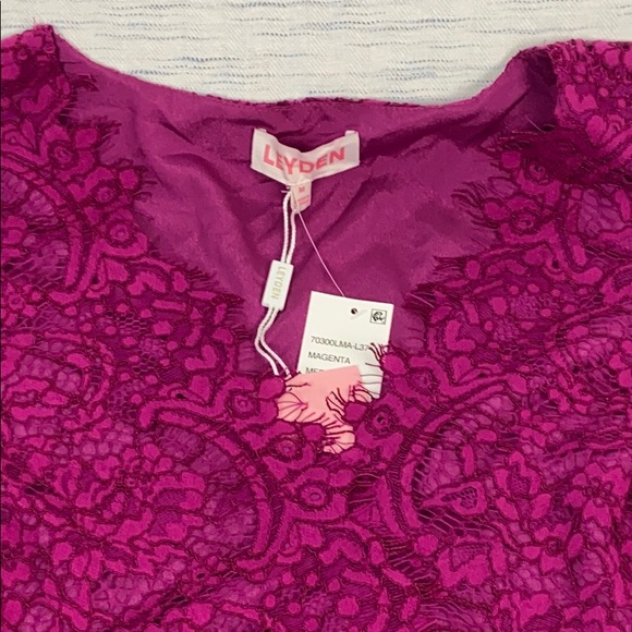 LEYDEN Lace Bodysuit in Magenta Sz Medium - Picture 3 of 5